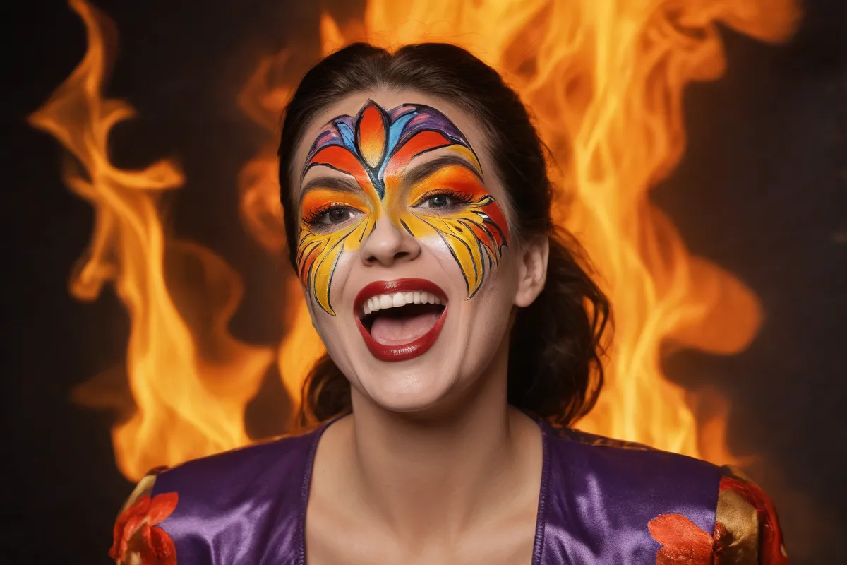 La comedia lo escrutó en un rostro pintado de muchos colores