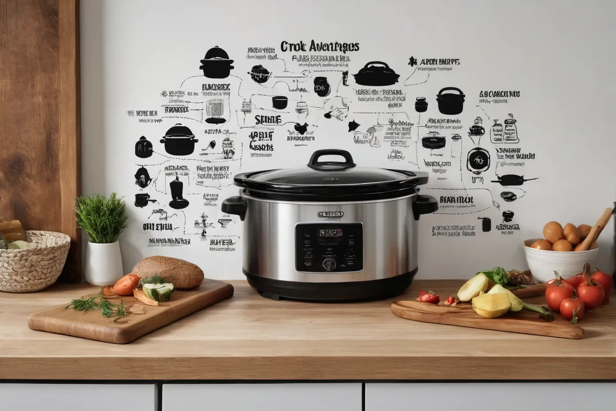 La Crock-Pot en la cocina mejora la comida. Heres how I broke it down into a shorter answer:* **Crock-Pot** (This is the actual word for the appliance) * **en la cocina** (meaning in the kitchen)* **mejora la comida** (improves the food)Let me know if youd like to try some other sentence variations.