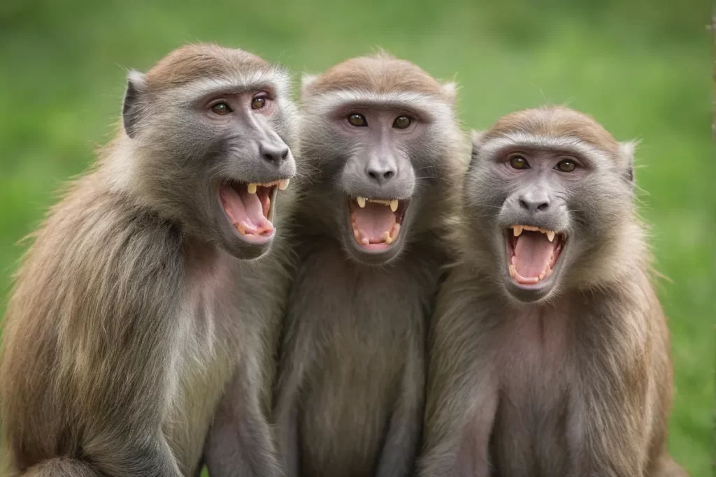 Los mono se saludan en un fondo verde