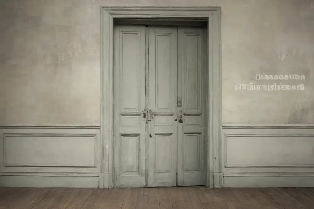 Las palabras sobre una escena apagada se entremezclan con imágenes de puertas cerradas