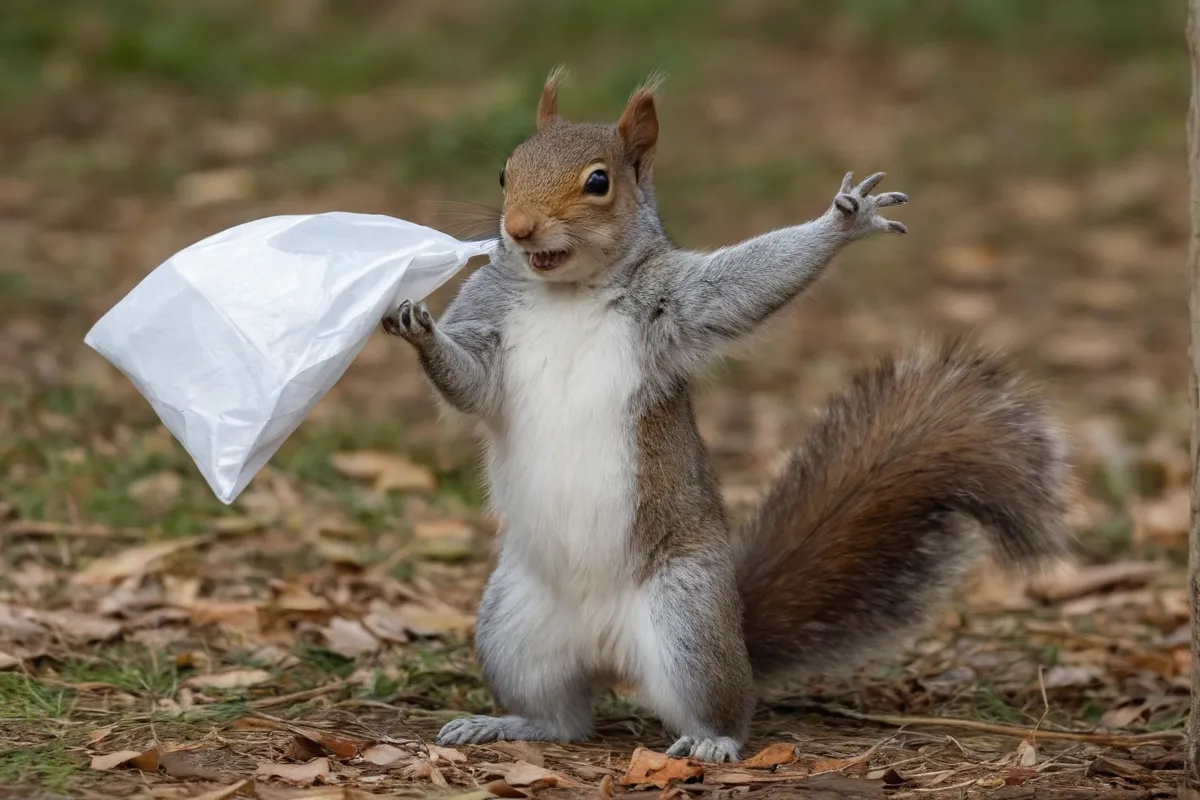 Un sabio pájaro carga una bolsa llena de comida. Heres what that means: * **Un sabio pájaro** – means a clever bird (This is playing with both the word for squirrel and our desire to anthropomorphize it!)* **carga una bolsa** – carries a bag * **llena de comida** – full of food Let me know if youd like to explore more Spanish sentences!