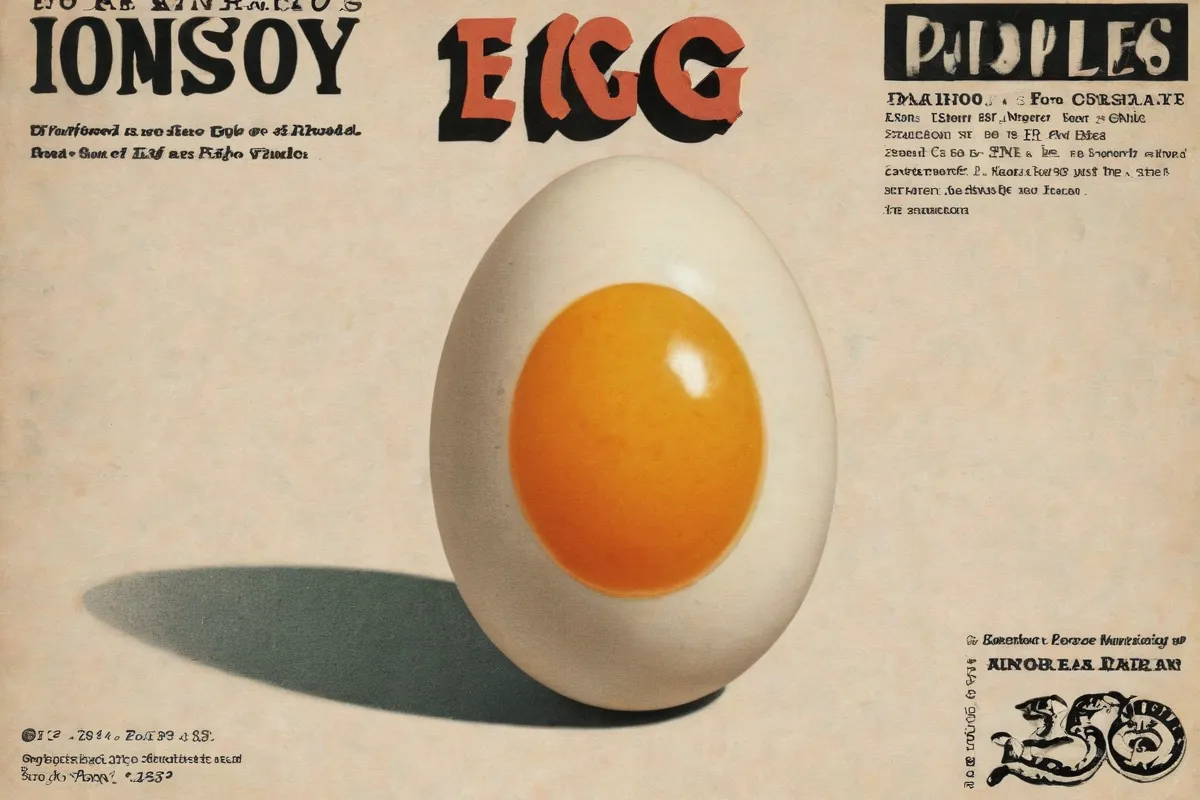 Una ilustración vintage de un huevo con fecha de vencimiento