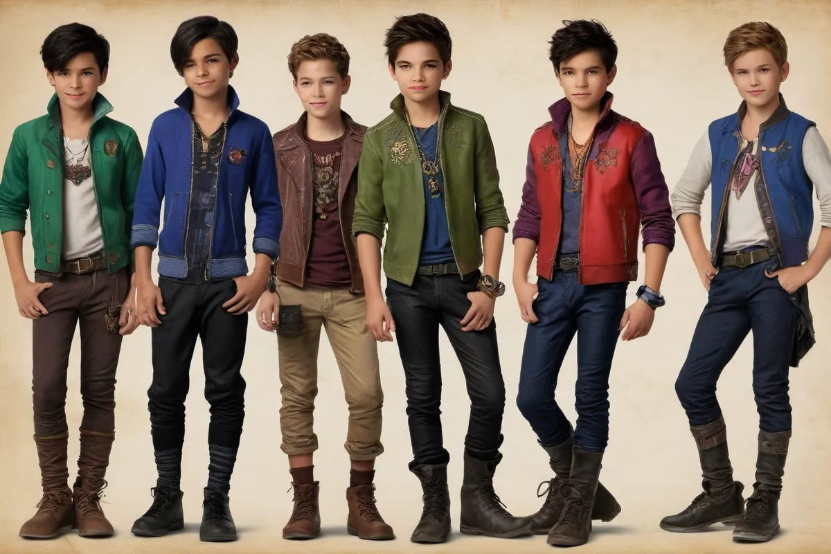 Diseños de atuendos inspirados en Descendentes con indumentaria masculina