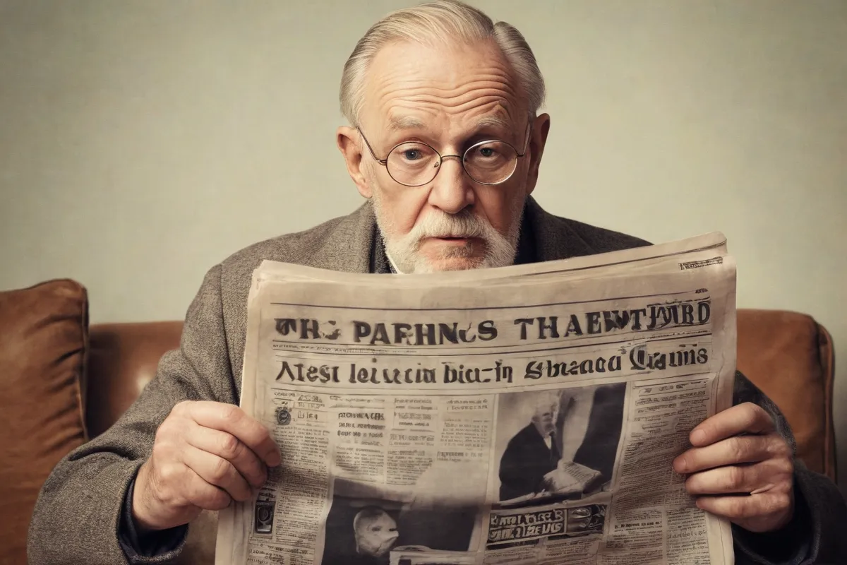 Un anciano leía el periódico con preocupación en su rostro