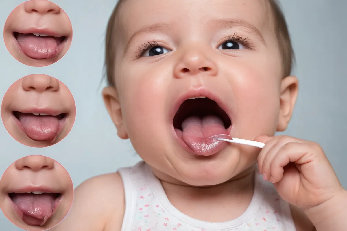 Un gráfico ilustrando el enrostamiento de la lengua y la lactancia dolorosa se muestra. (English translation: A graphic featuring a picture of a babys tongue tie and showing painful breastfeeding visuals is shown.) **Explanation:** This sentence conveys the meaning directly in a concise way, using formal term