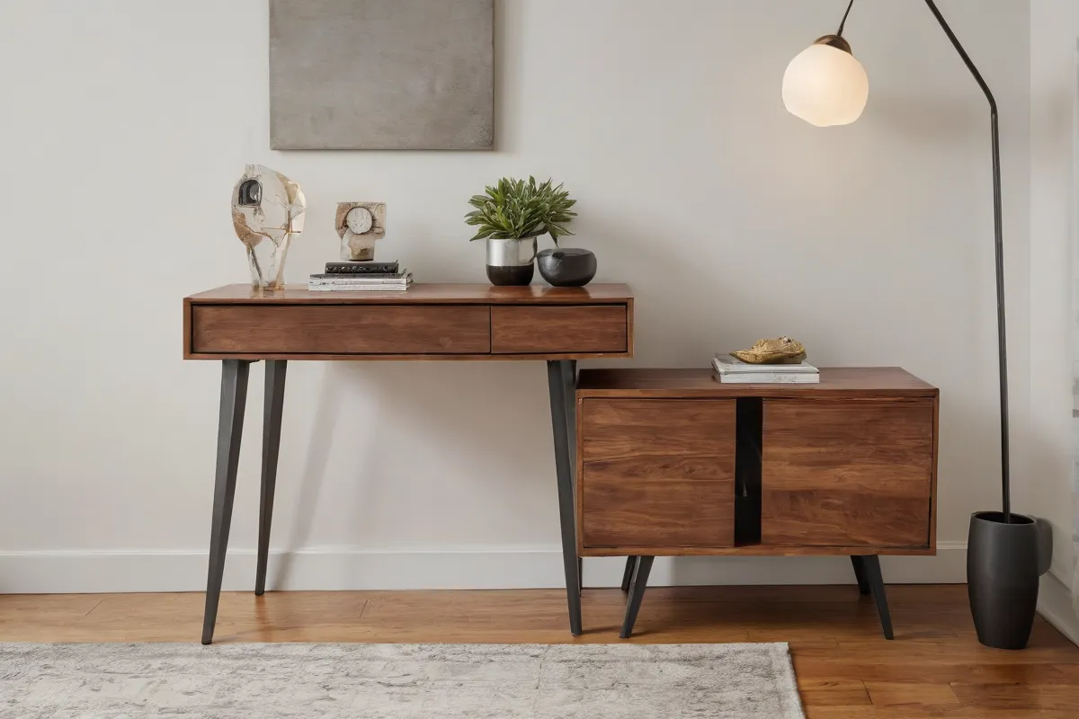 **Los metales naturales realzan la elegante decoración de muebles de diseño.**