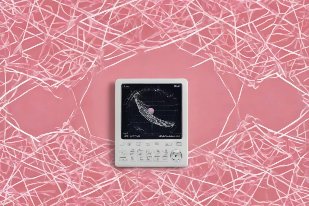Imagen de ultrasonido prenatal rosa y blanca