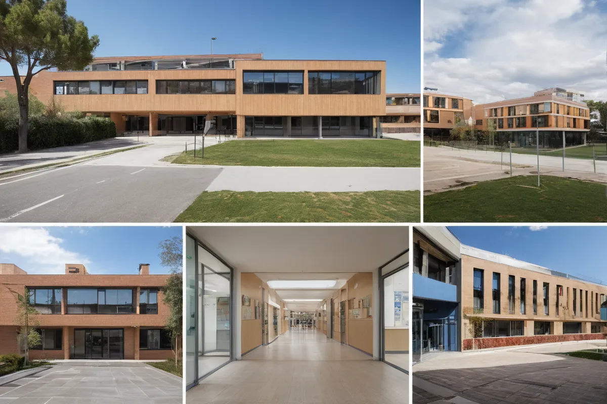 Es una colección de imágenes que muestra diferentes opciones educativas en Alcobendas, España. (Its a collection of images showing different educational options in Alcobendas, Spain.)