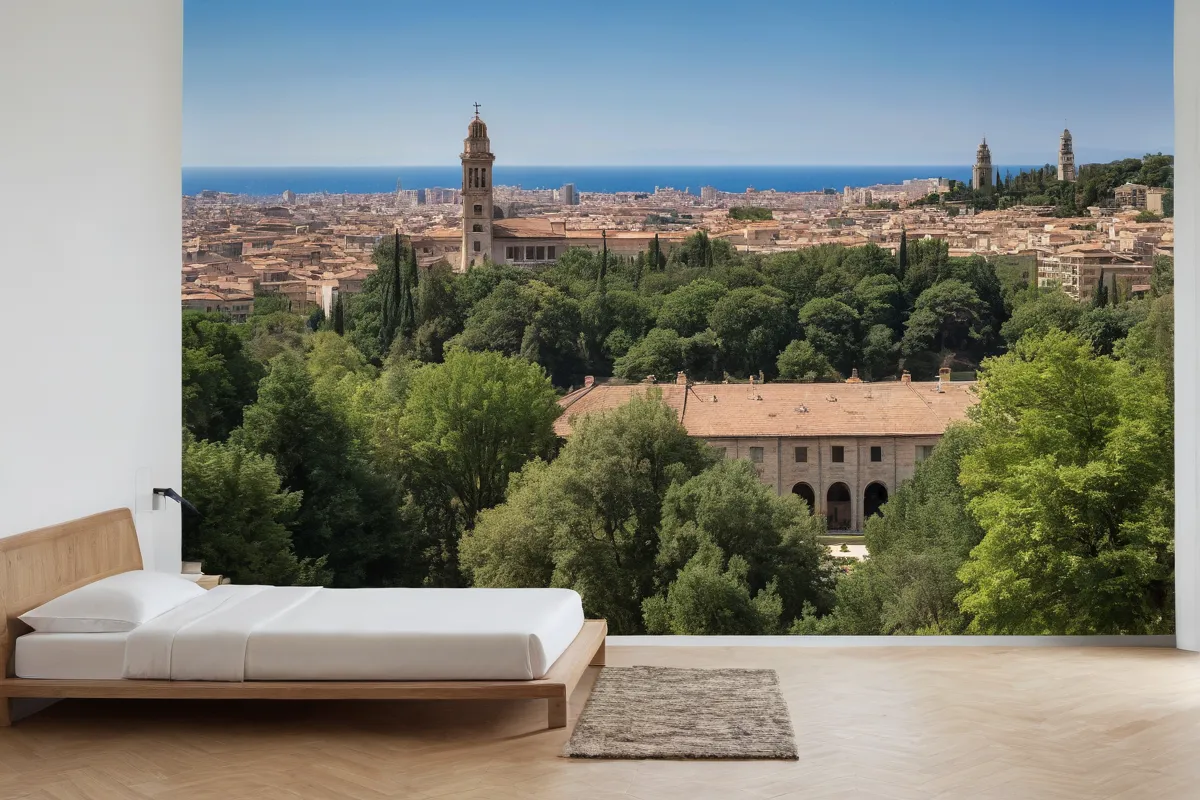 **La pared tiene una vista panorámica de las universidades de Sant Gervasi-Sarrià.**