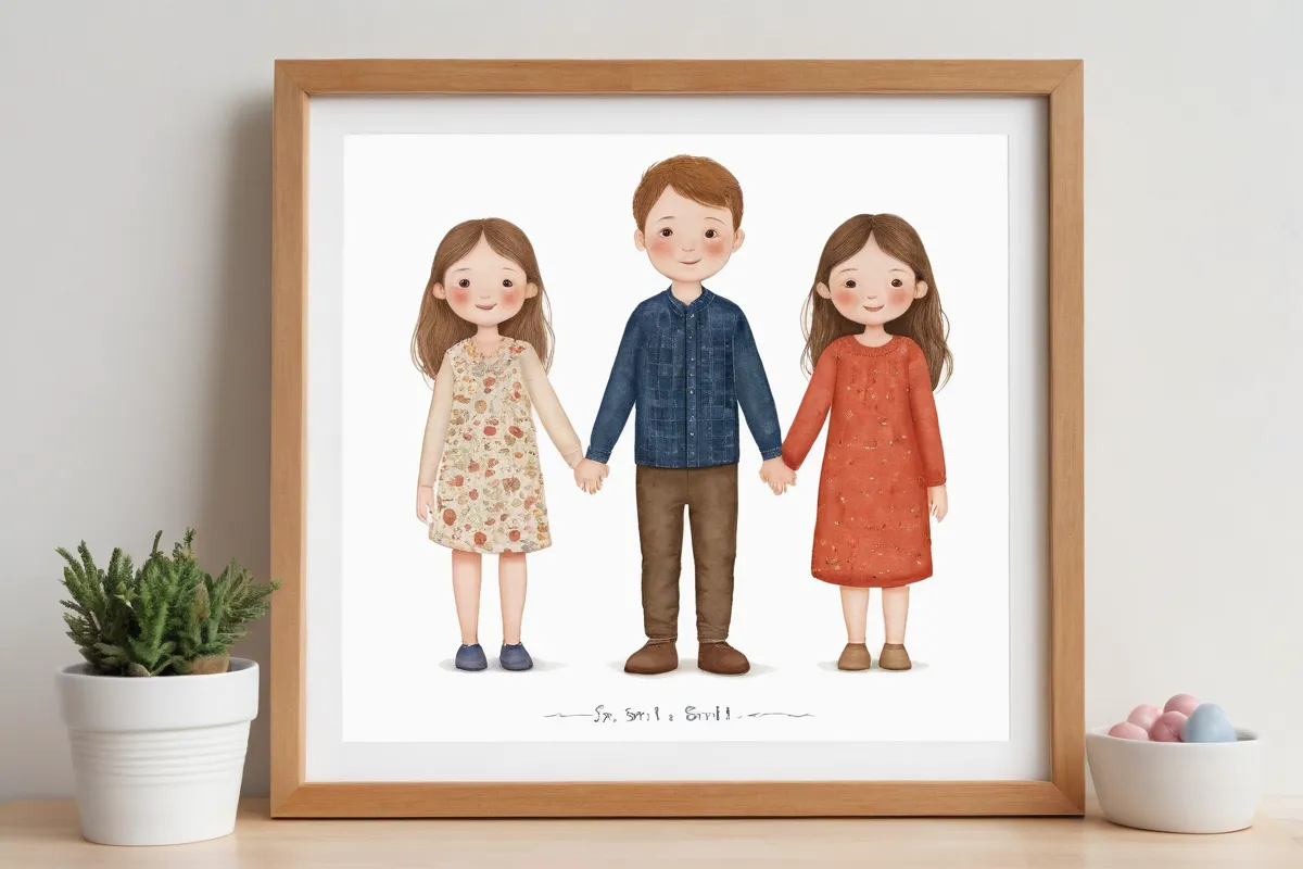 Regalo personalizado para hermanos, ilustración conmovedora