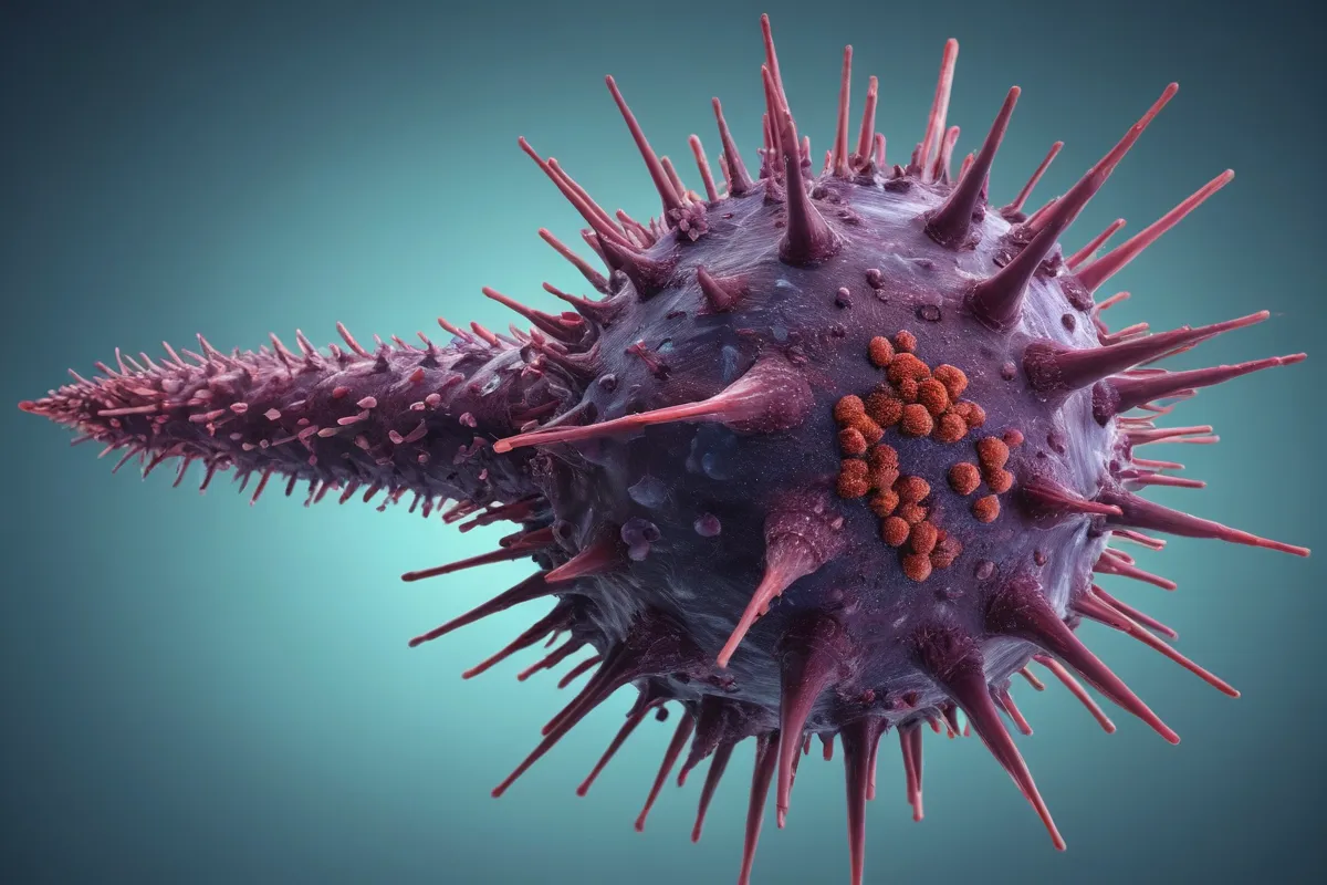 Esquema abstracto de una inmunoglobulina M con patrones de virus antivíricos