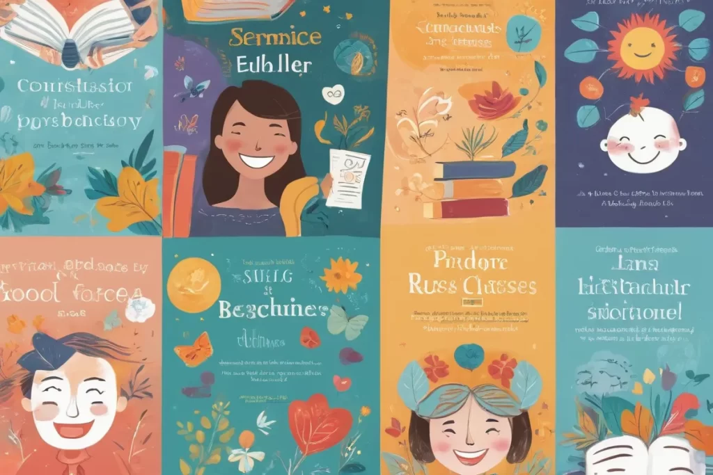 Imágenes optimisticas de libros de psicología con diseños positivos