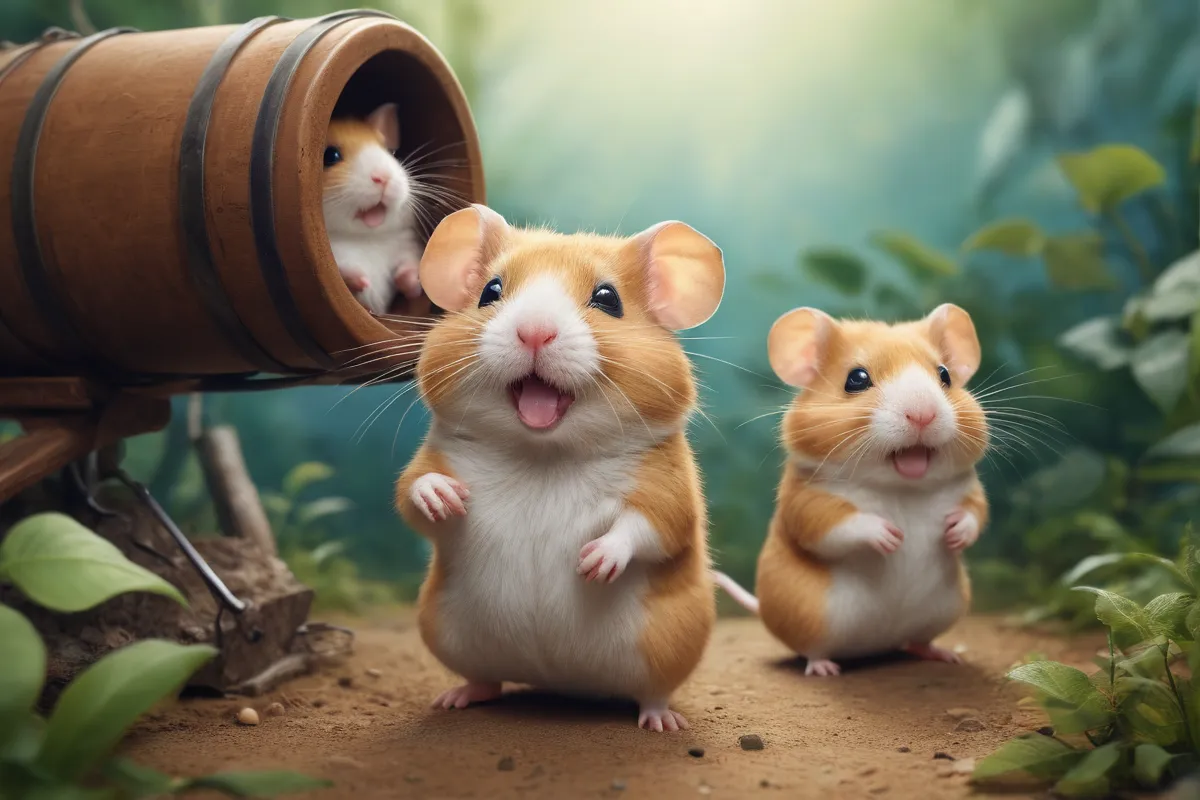 Hámsteres con ilusión en busca de su libertad. (Hamster adventures and dreams seeking freedom.) Let me know if you want more details or translations!