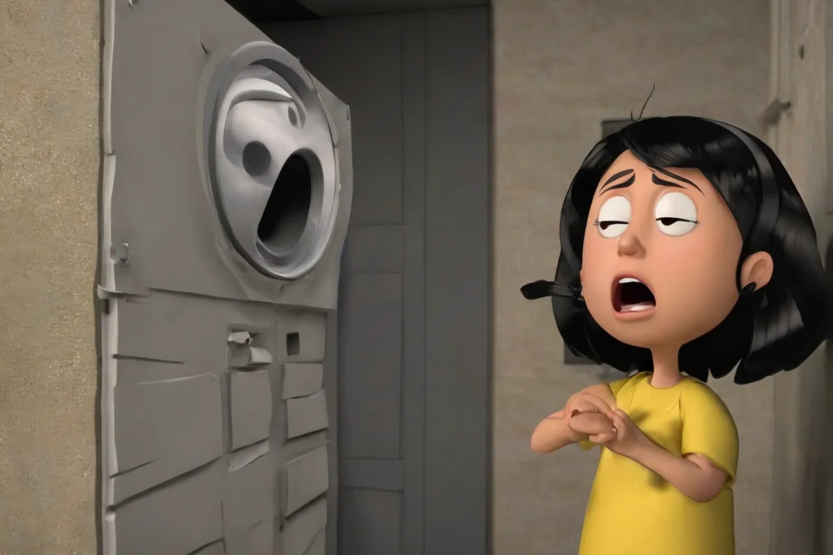 Suegra frustrada intenta hablar por una pared de efectos sonoros caótica