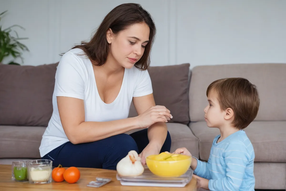 La mujer se preocupa por el crecimiento de su hijo y sus aspectos físicos