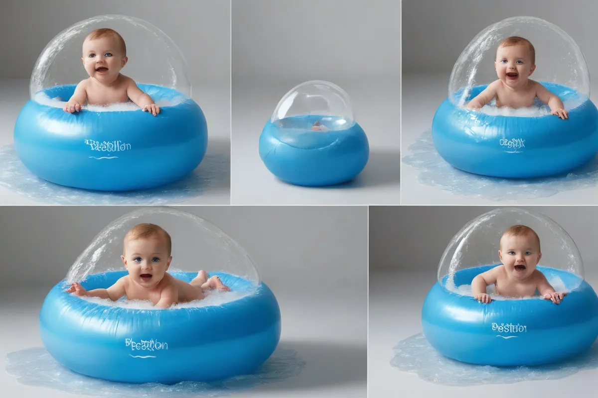 Diseñemos las especificaciones para flotadores impermeables y imágenes de burbujas para bebés de seis meses con estilo Decathlon