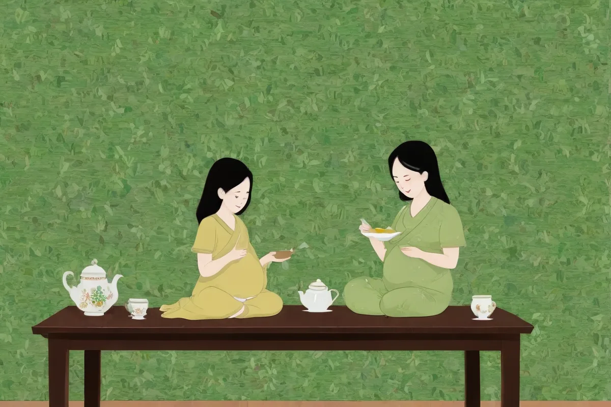 Un papel de pared con cultura de té verde y tradición de embarazo seguro