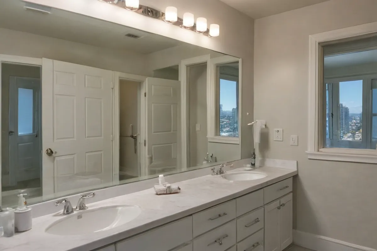 Limpia espejos del baño para una mayor reflexión