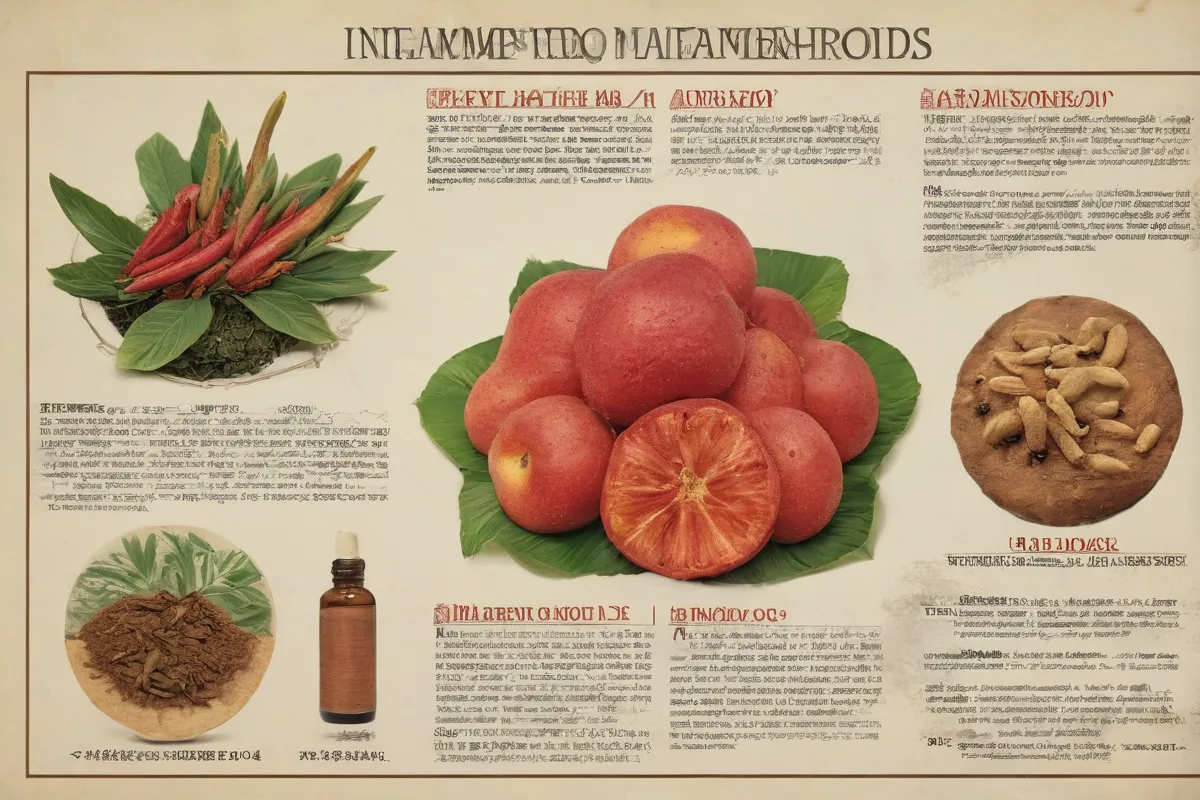 Poster de medicina tradicional para hemorroides inflamadas