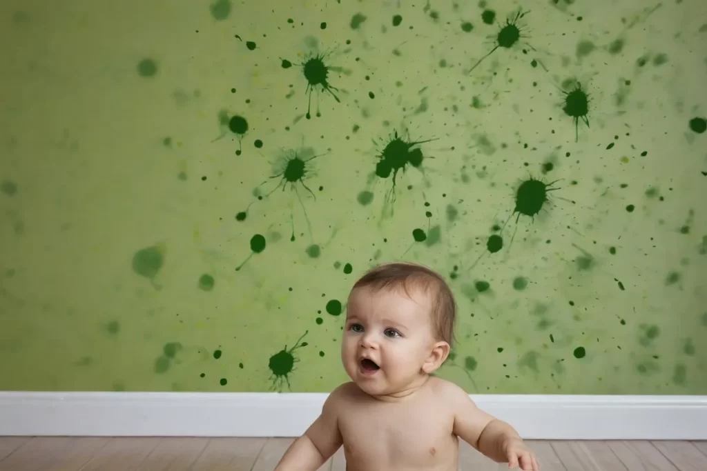 Pestillos verdes de hechicería salpicaron las paredes del baúl