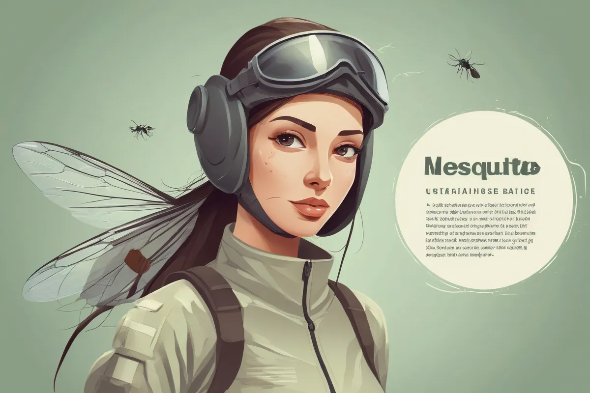 La ilustración vectorial muestra una mujer con picaduras de insectos y equipo de protección