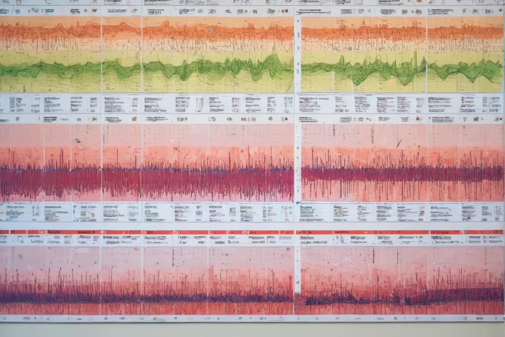 La pared muestra un patrón vibrante con gráficos médicos y símbolos del sistema inmunológico
